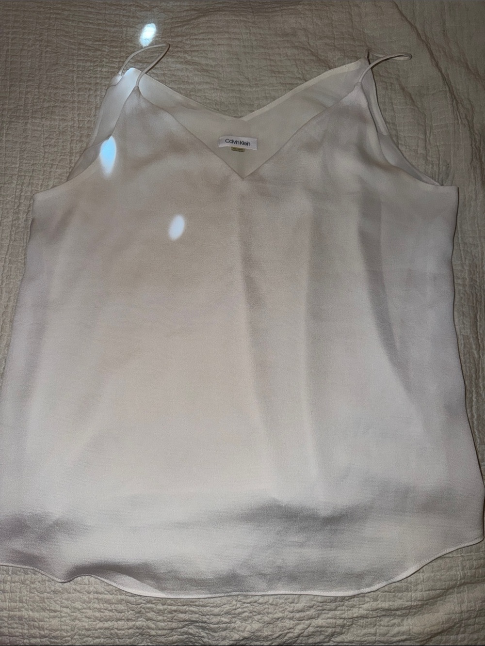 Calvin Klein White Satin V-Neck Camisole
